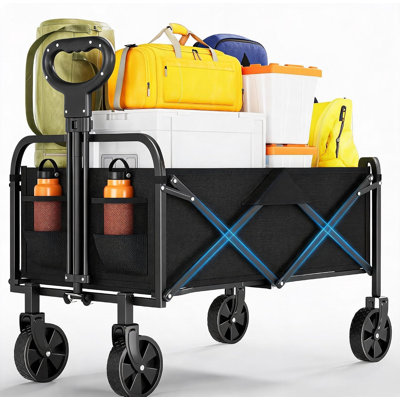 220L Heavy Duty Folding Camping Wagon Cart – 172 kg Load Capacity, 5" All-Terrain Wheels, Adjustable Handle & Cup Holders – For Beach, Garden, Sports & Outdoor Festivals