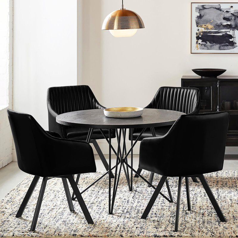 Fauteuil pivotant cannelé à accoudoirs inclinés
