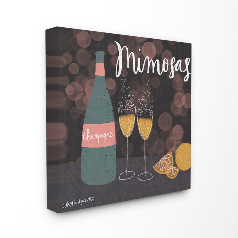 Mimosas champagne, impression d’art, H 17 po x l 17 po, Toile tendue