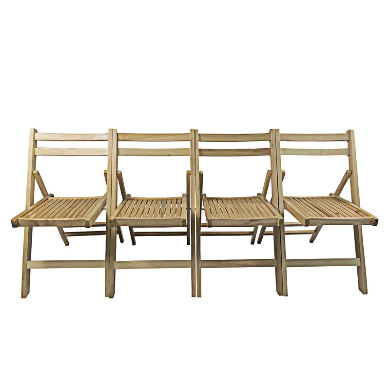 Ensemble de 4 chaises pliantes en bois, Naturel