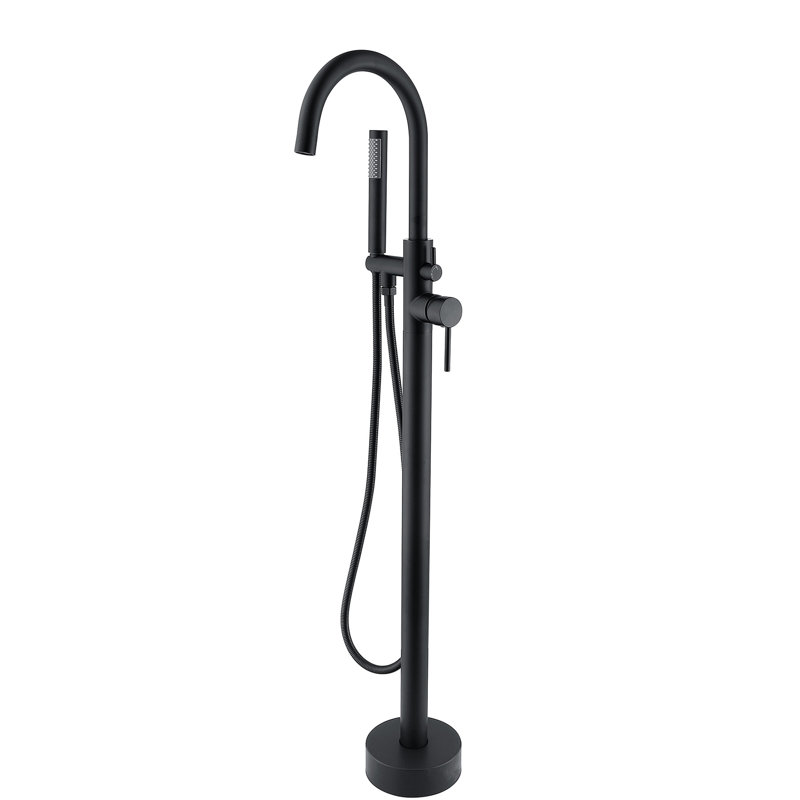 Metal Freestanding Bathtub Faucet With Hand Shower, Matte Black Finish Design Shower Accessory