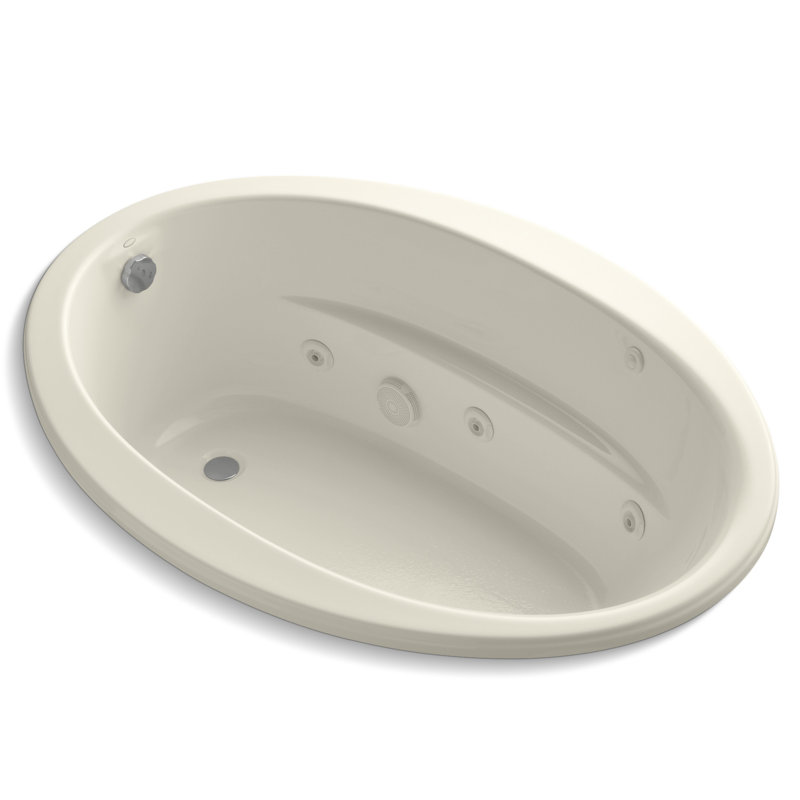 Sunward 60" x 42" Undermount Whirlpool Bathtub, Almond, No