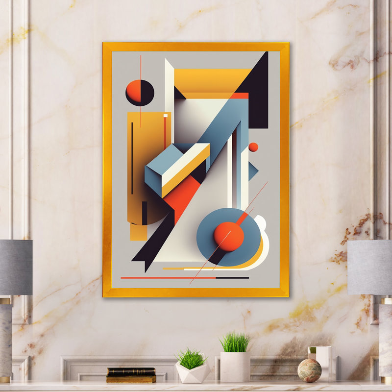 «Graphic Retro Compositions V», reproduction sur toile encadrée, Or, L 16 po x H 32 po
