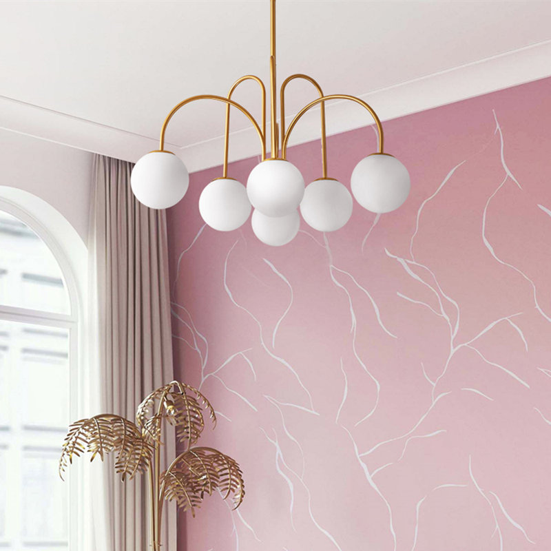 Bradrick 6 - Light Modern White Glass Globe Chandelier