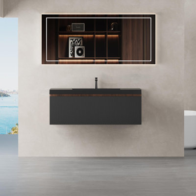 Meuble-lavabo mural avec lavabo à surface solide