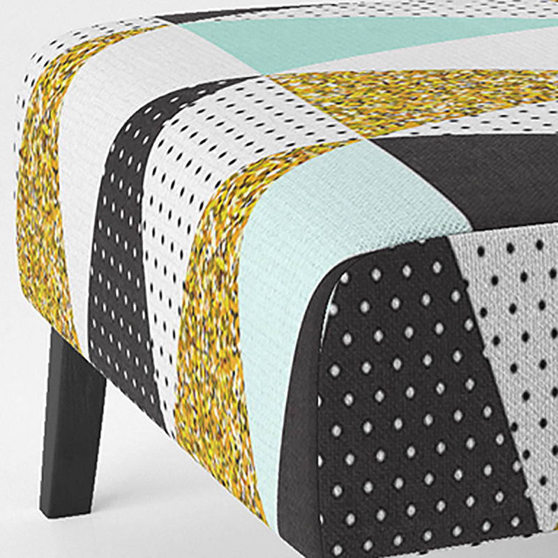 Gold Glitter Geometric - Upholstered Patterned Accent Slipper Chair