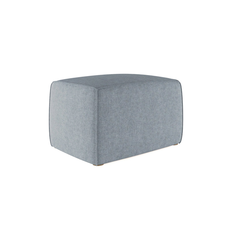 Varick Cube Ottoman, Plush Velvet Oyster, Weathered