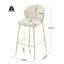 Kira Indoor Upholstered Bar Stool, Beige Fabric With Metal Frame, Set Of 2