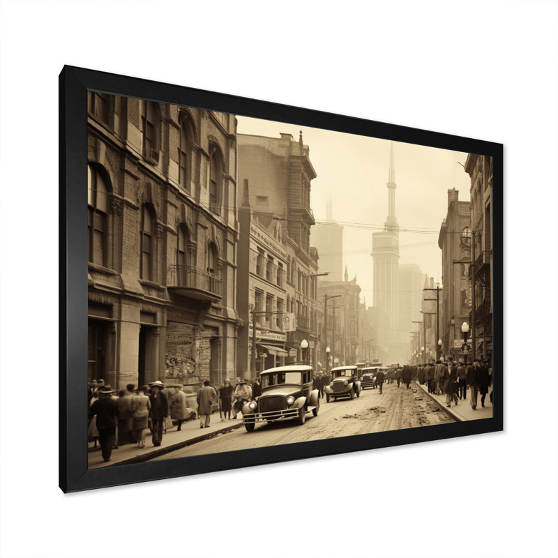 Toronto City A Nostalgic In A Vintage I - Cityscapes Canvas Prints, H 12 po x l 20 po x P 1 po, Cadre photo noir