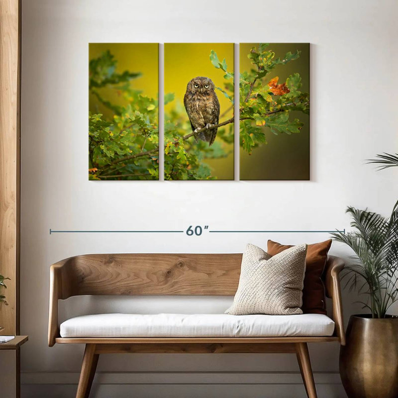 Brampt Owl Perching On Tree, 28" H x 45" W