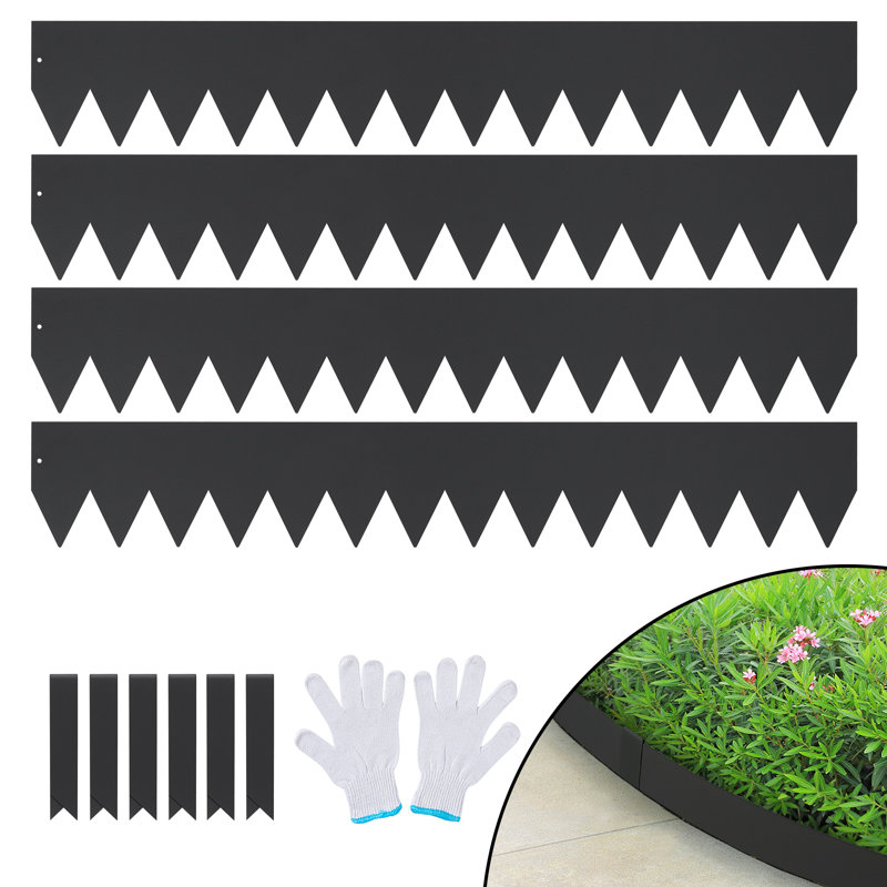 Black Galvanized Steel Garden Edging Border Set