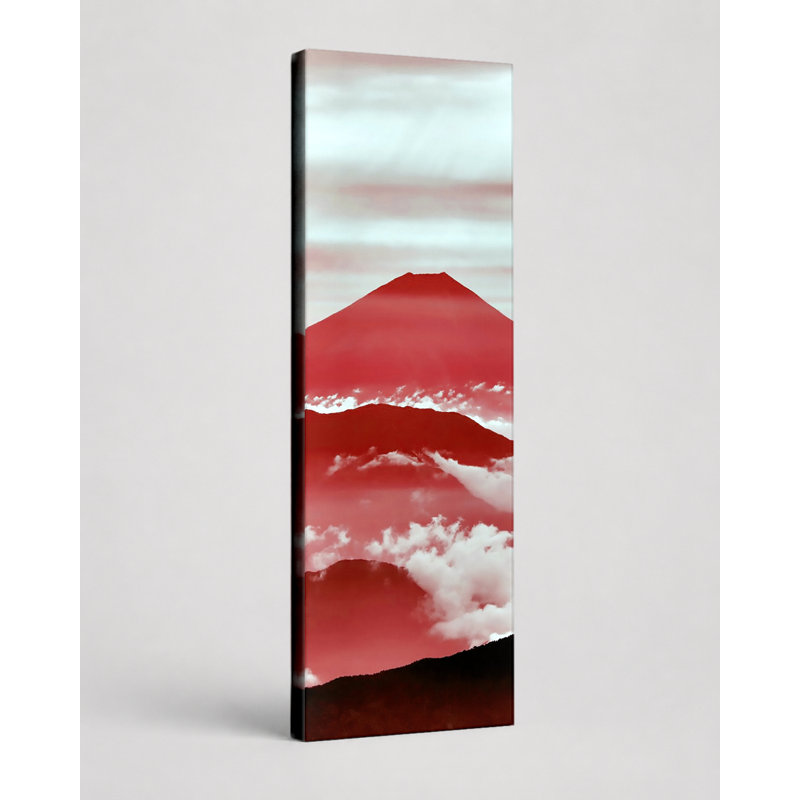 «Red Mount Fuji - Art sur toile», 16" W x 48" H