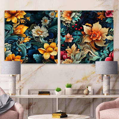 Pelaez - Floral Acrylic Wall Art Glass Set Of 2