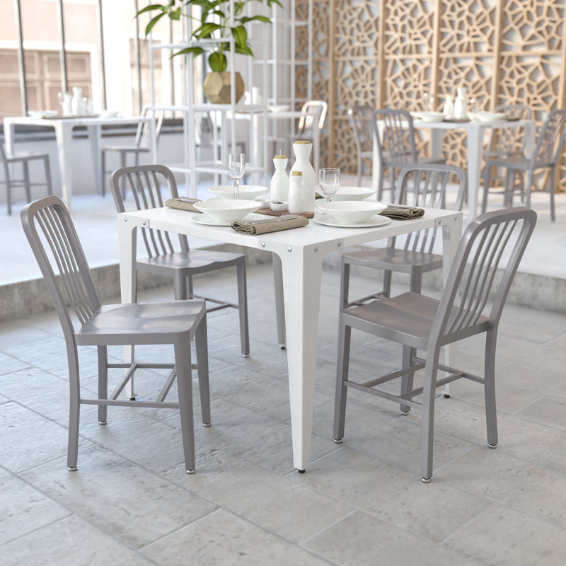 Commercial Grade Metal Indoor-Outdoor Bistro Chair, Silver