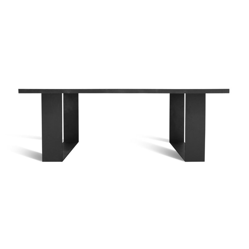 Oak Rectangular Wood Top Dining Table with Steel Base, 75cm H x 240cm W x 100cm D, Natural/Black