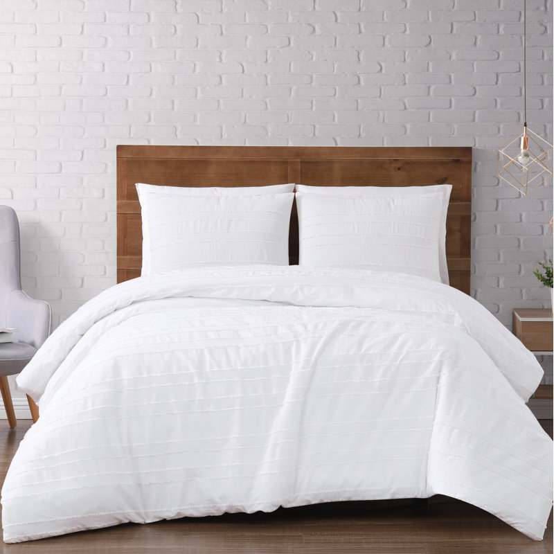 Ensemble de housse de couette 3 pièces Naveen, Blanc, Housse de couette très grand et 2 très grandes t