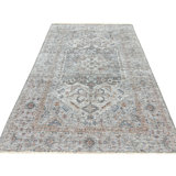 Ivory Handwoven Wool Faded Palimpsest Geometric Modern Contemporary Carpet Rug