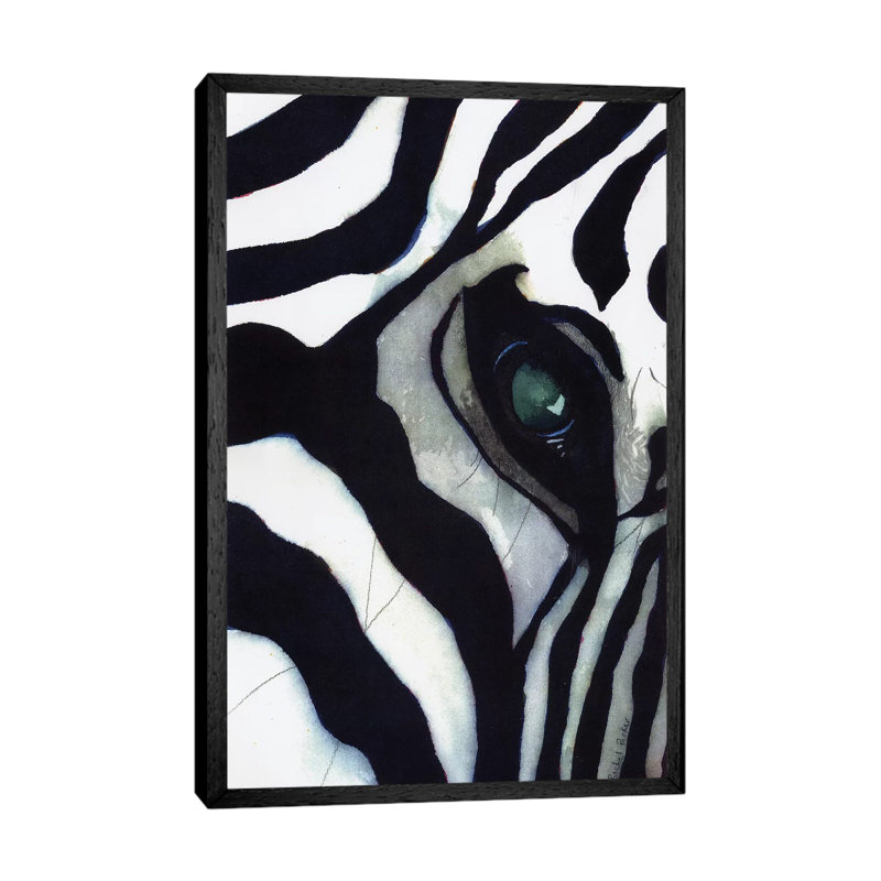 Zebra Thoughts by Rachel Parker - Painting on Canvas, 66.04 cm H x 45.72 cm W, Black Framed