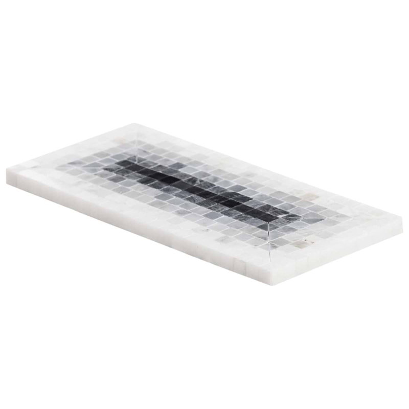 Ako 4x9 Rectangle Marble Micro Mosaic Tile, Grigio Gray