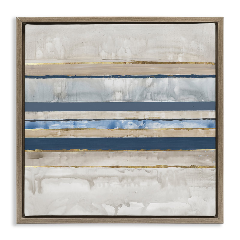 «Nautical Tone Stripes» par Lera, H 25 po x l 25 po, Cadre flottant orme Montalcino