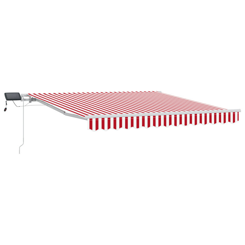Brayden Studio Retractable Patio Awning, 300 cm W x 250 cm D, Red/White Striped