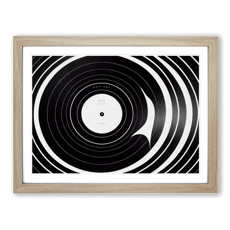 Glowing Vinyl Record - Single Picture Frame Print, Black, 46cm H x 64cm W x 2cm D