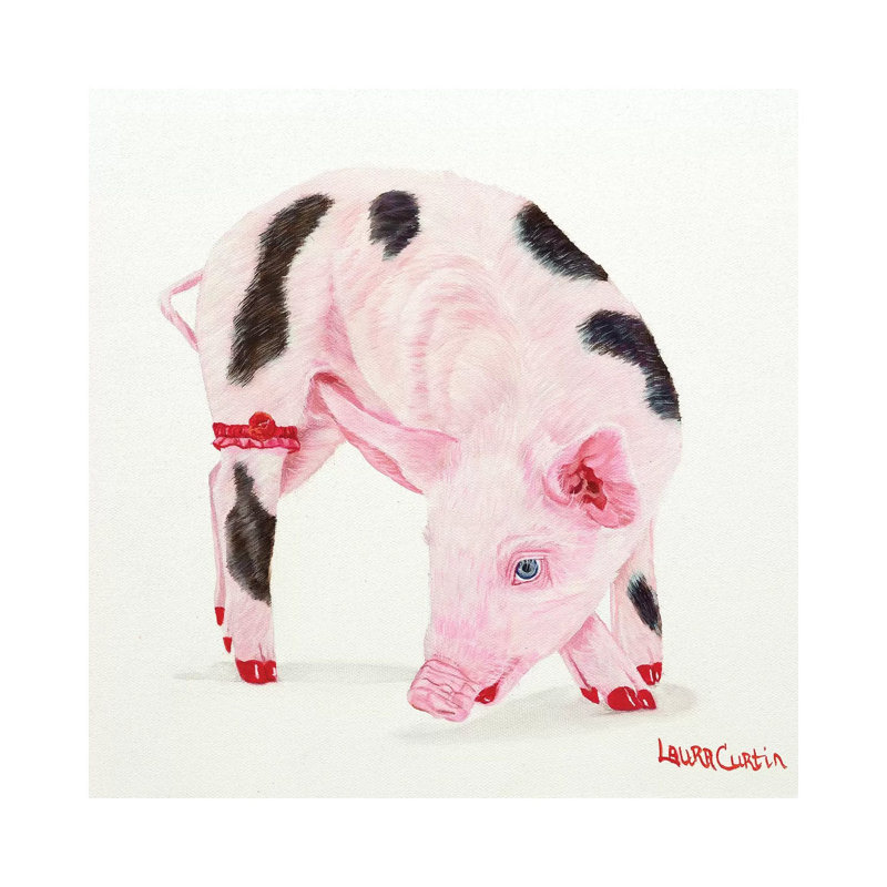 Poppy Pig by Laura Curtin - Wrapped Canvas Gallery-Wrapped Canvas Giclée, 66.04 cm H x 66.04 cm W x 3.175 cm D
