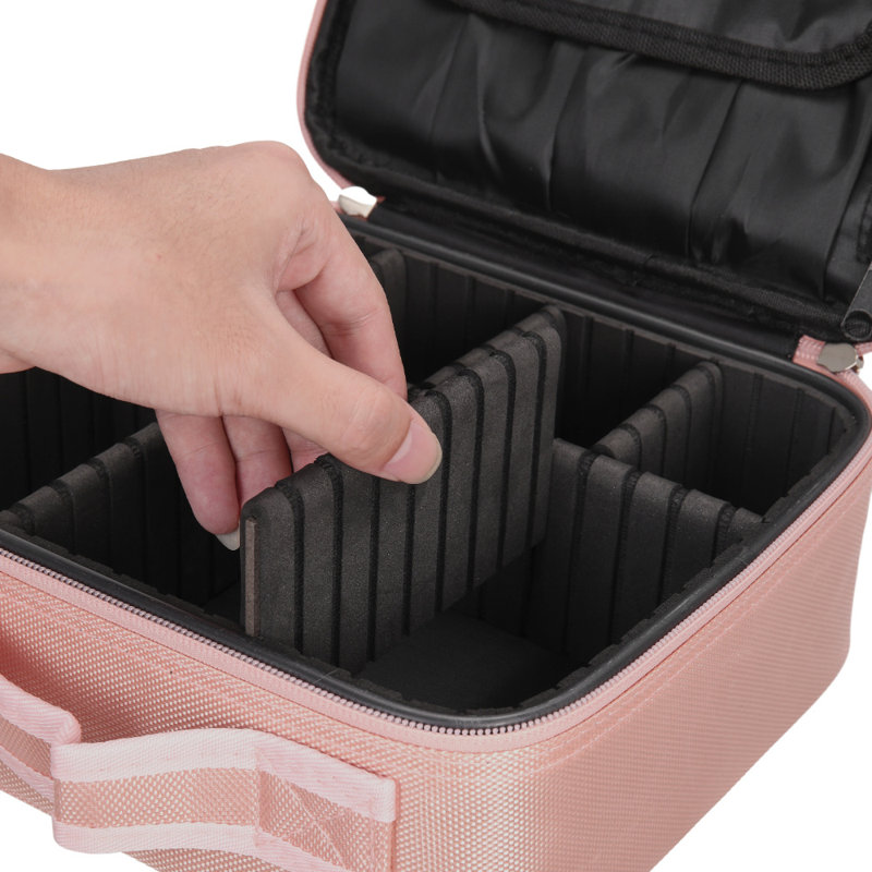 Nashwa Fabric 7 Compartment Makeup Organizer, Pink