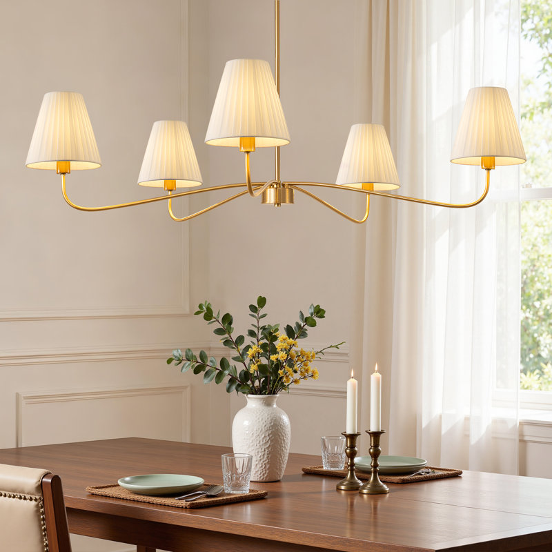 5 - Light Dimmable Classic/Traditional Chandelier With Fabric Shades
