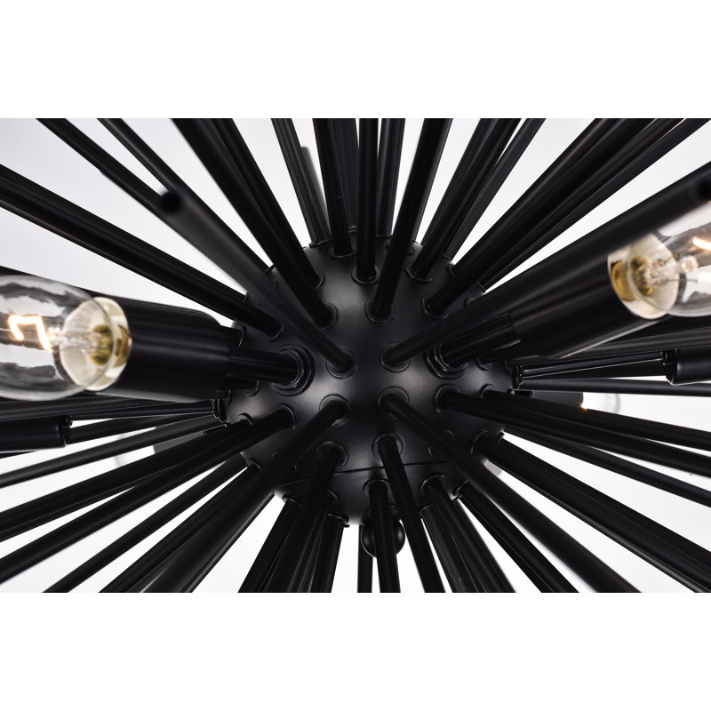 Lustre spoutnik noir à 6 lumières 24,4 po Addre