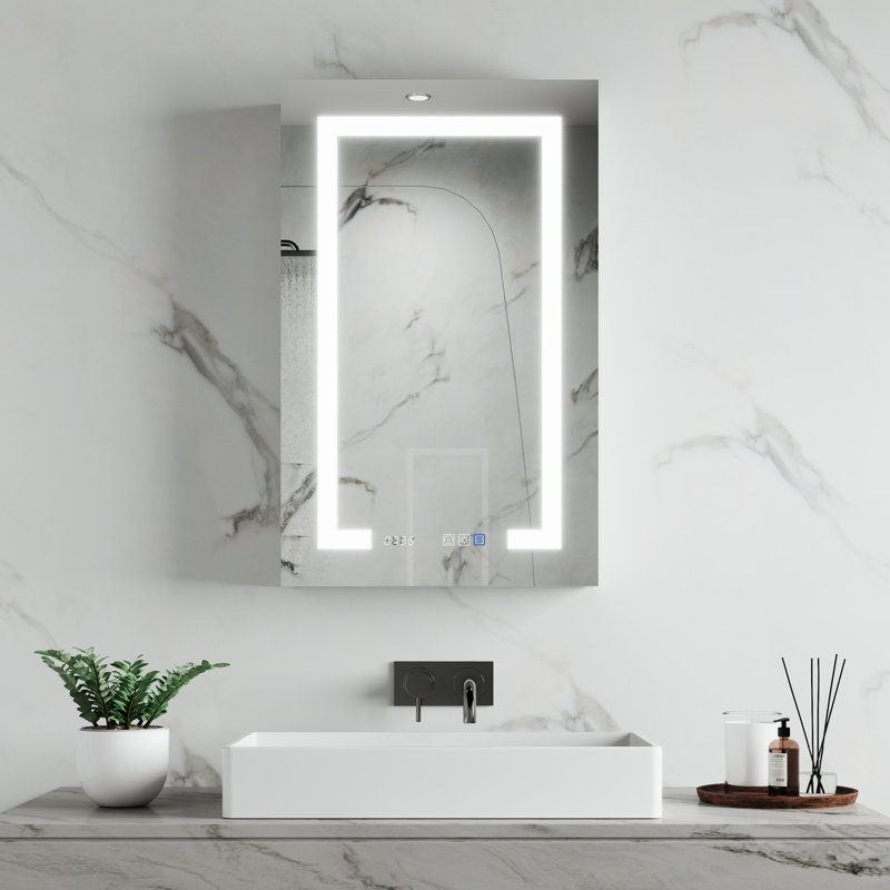 Armoire de salle de bain sans cadre encastrée ou à fixation en surface 20 po x H 32 po avec 3 tablettes réglables, Oui