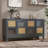 Retro 4-Door Sideboard With Artificial Rattan Doors & Transparent Glass-59673319