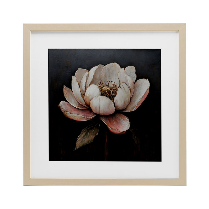 Fleur de lotus rétro, reproduction encadrée sous verre, design par LSR Creative Studio, H 13 po x l 13 po