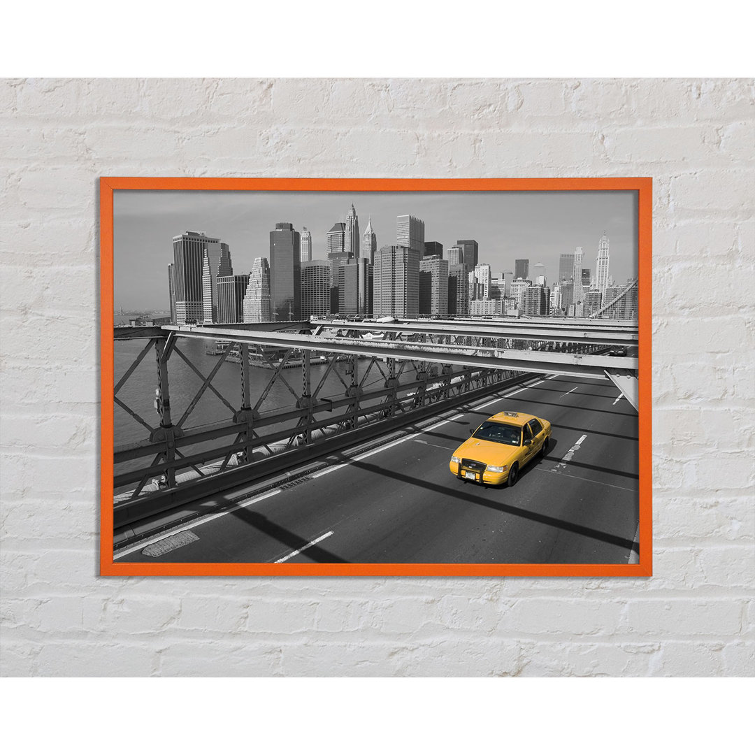 Annaclaire Yellow Cab On Brooklyn Bridge 1 - Einzelne Bilderrahmen Kunstdrucke