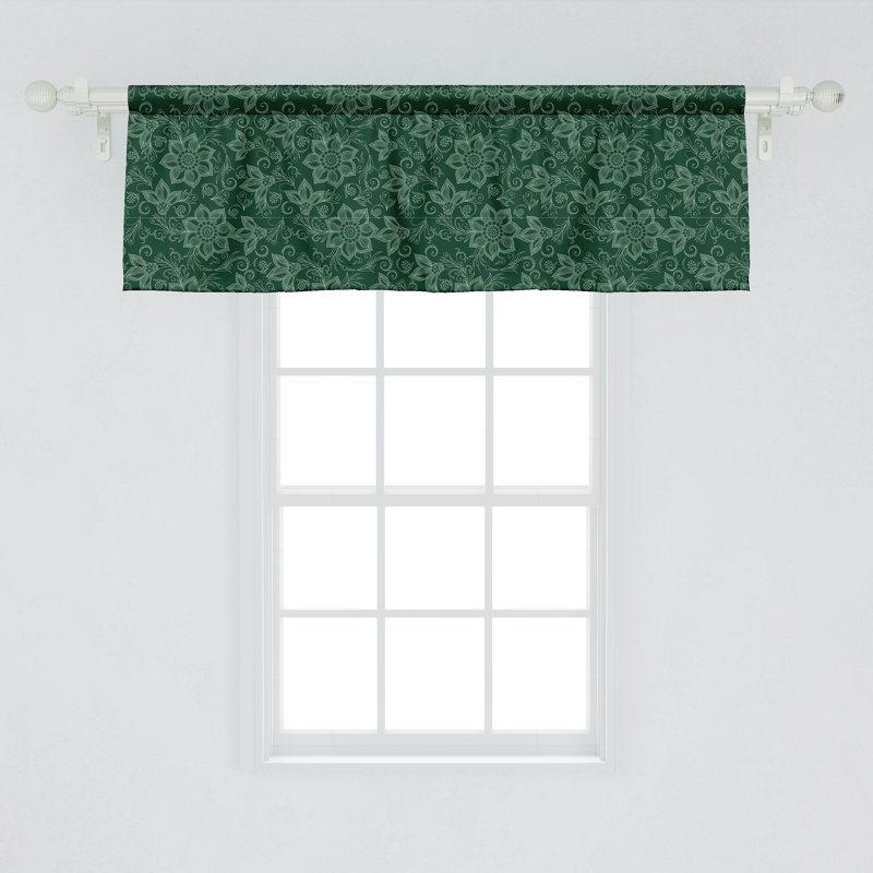 Ambesonne Antique Oriental Valance Pack of 2 Paisley Pattern Emerald and Sea Green, 54" W x 18" L