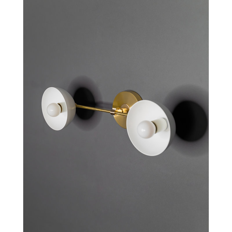 Scheiner Solid Brass Armed Sconce, Raw Brass White
