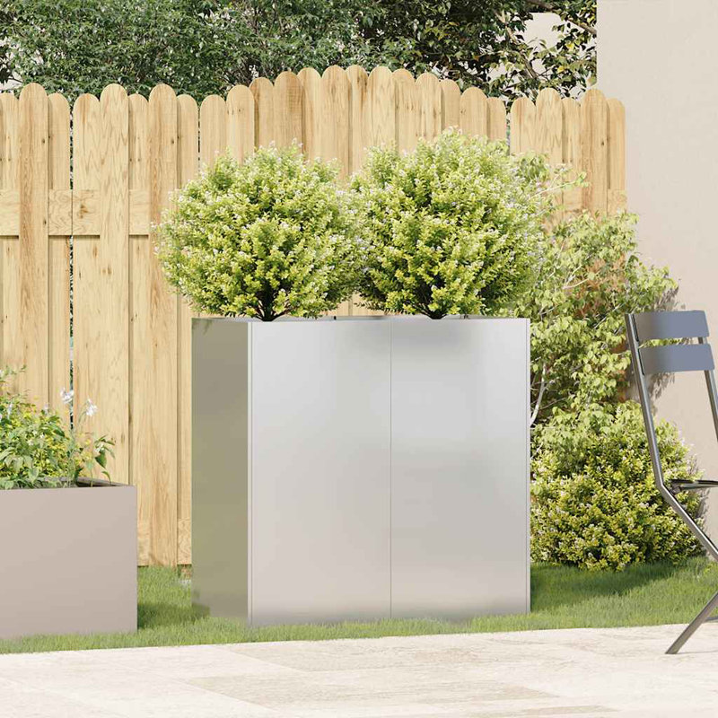 Metal Planter Box, 31.50" H x 31.50" W x 15.75" D, Light Gray
