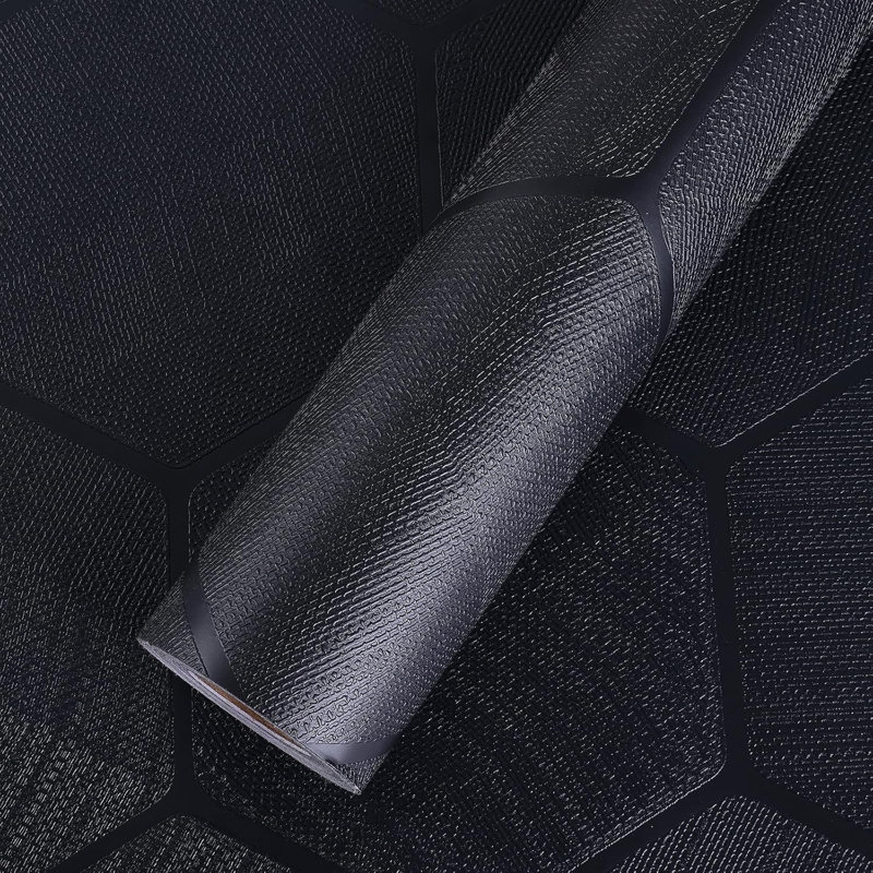 Papier peint auto-adhésif amovible avec texture hexagonale géométrique en relief - imperméable, résistant aux rayures et facile à installer