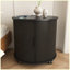 Ensemble de 2 tables de bout cylindriques noires modernes Mid-Century avec station de charge intégrée, porte coulissante et rangement à 2 niveaux-129952448-129952449