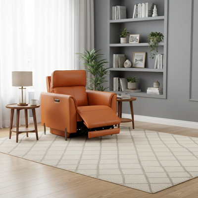 Modern Power Recliner and Head Control, Orange