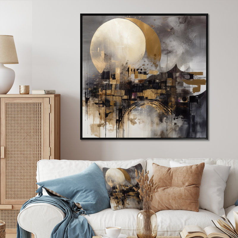 «Otman Exploration The Evolving Golden Moon I», reproduction d'art sur toile, Cadre photo noir, H 30 po x l 30 po x P 1 po