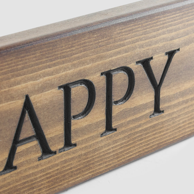 'Our Happy Place' Engraved Pine Sign 60cm