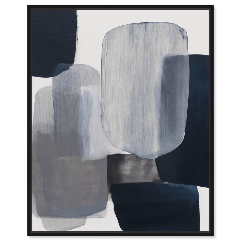 Décoration murale moderne en toile Oceanic Forms I , H 31 po x l 31 po, Cadre flottant noir