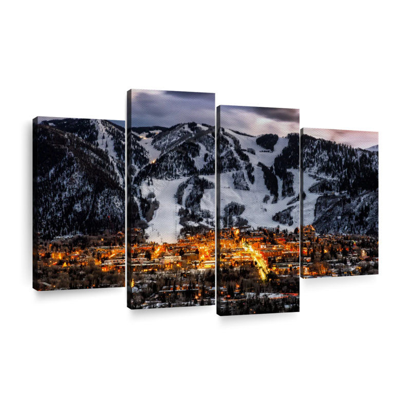 Park City Ski Slopes - Ensemble de 4 toiles tendues, H 27 po x l 43 po x P 1,25 po