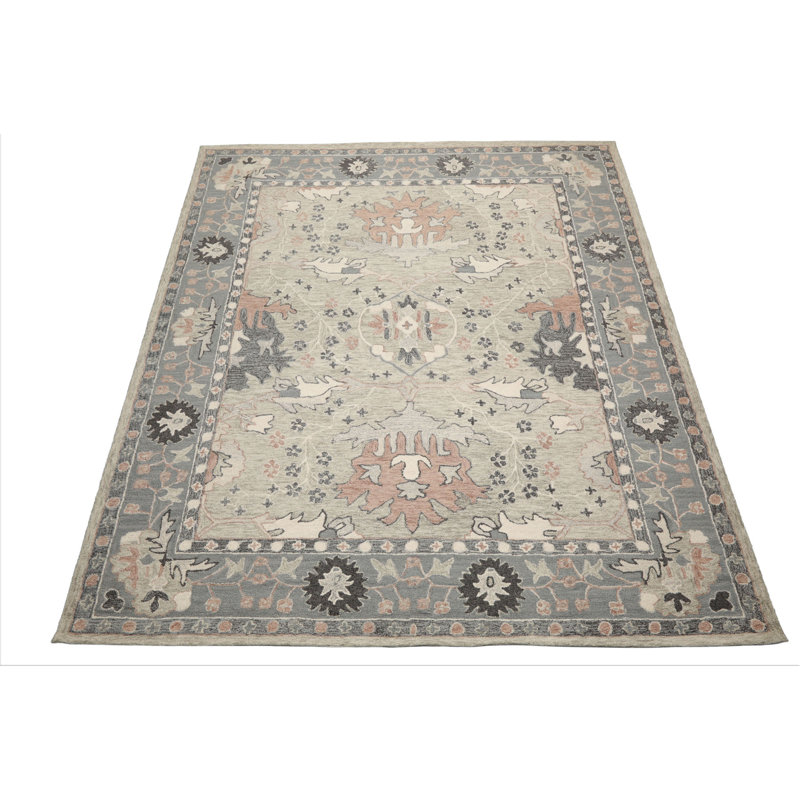 Tapis multicolore en laine crocheté à la main, Rectangle 5 pi x 8 pi