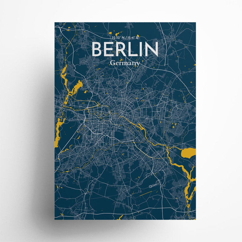 Berlin City Map In Amuse - No Frame Print, 27.6cm H x 19.7cm W x 0.05cm D
