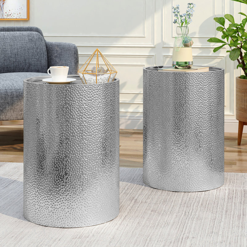 Table d'appoint en métal, Argent argent
