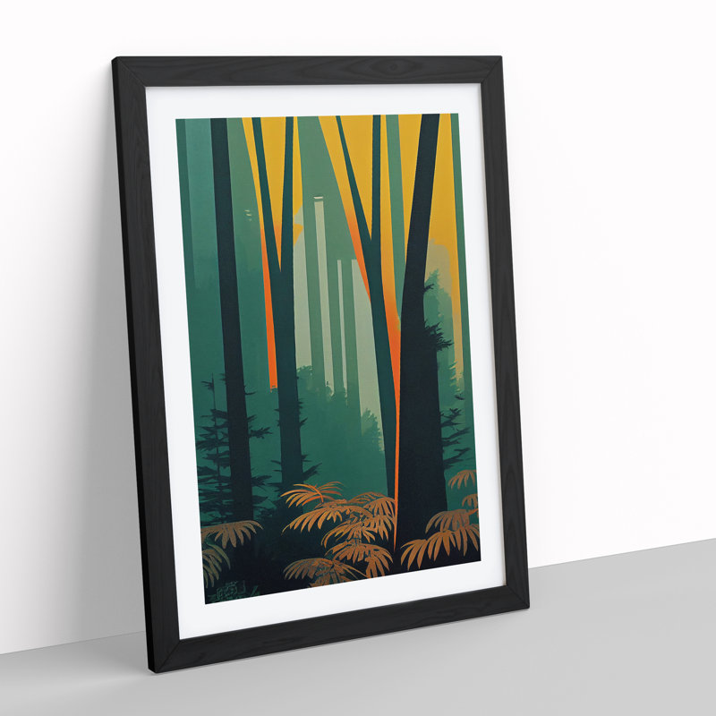Blazing Forest - Print, 66cm H x 48cm W x 2cm D, Black Framed, White