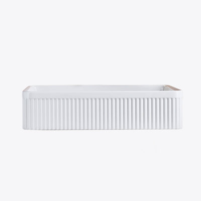 Lavabo vasque de salle de bain rectangulaire blanc en céramique avec bonde