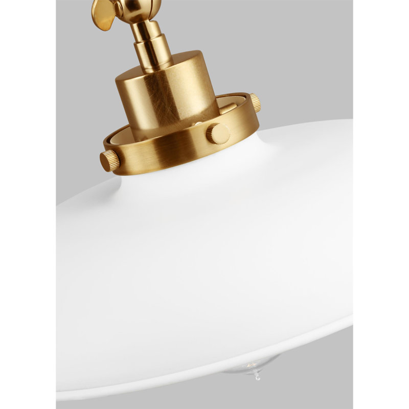 Double Arm Wide Task Sconce, Burnished Brass, Matte White